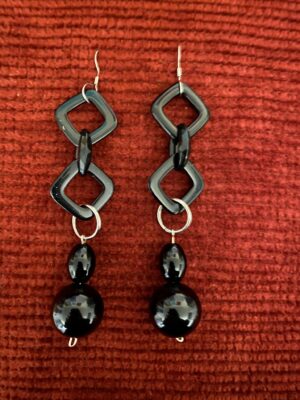 Black Square and Circle Earrings